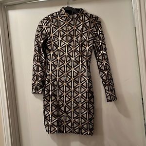 LULUS Rose Gold and White Sequin Dress Sz Small